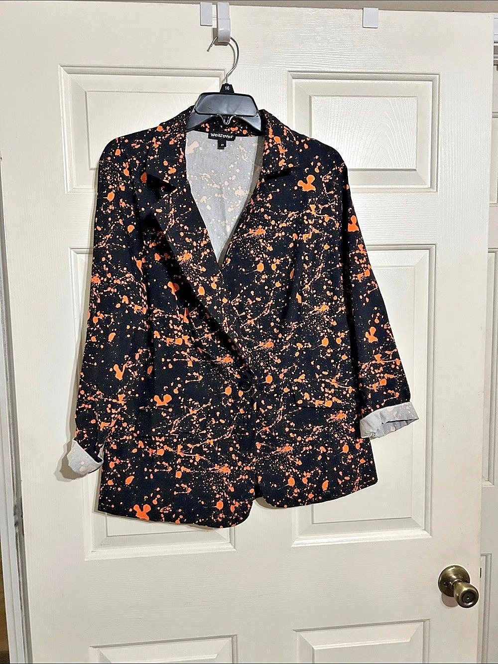 Abstract Print Blazer in Black & Orange Like New